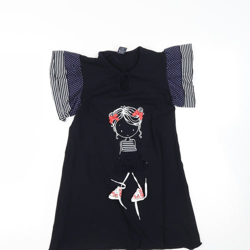 Sailor Tom Girls Blue  Cotton T-Shirt Dress  Size 8 Years  Round Neck