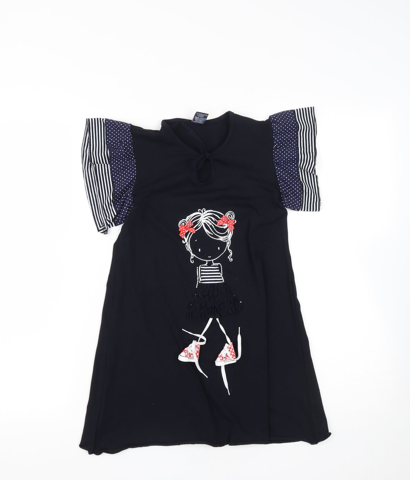 Sailor Tom Girls Blue  Cotton T-Shirt Dress  Size 8 Years  Round Neck