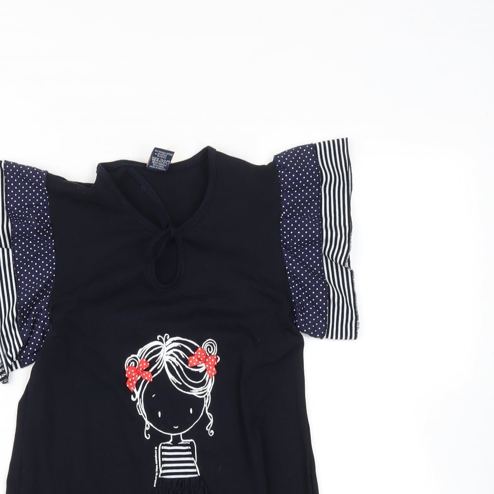Sailor Tom Girls Blue  Cotton T-Shirt Dress  Size 8 Years  Round Neck