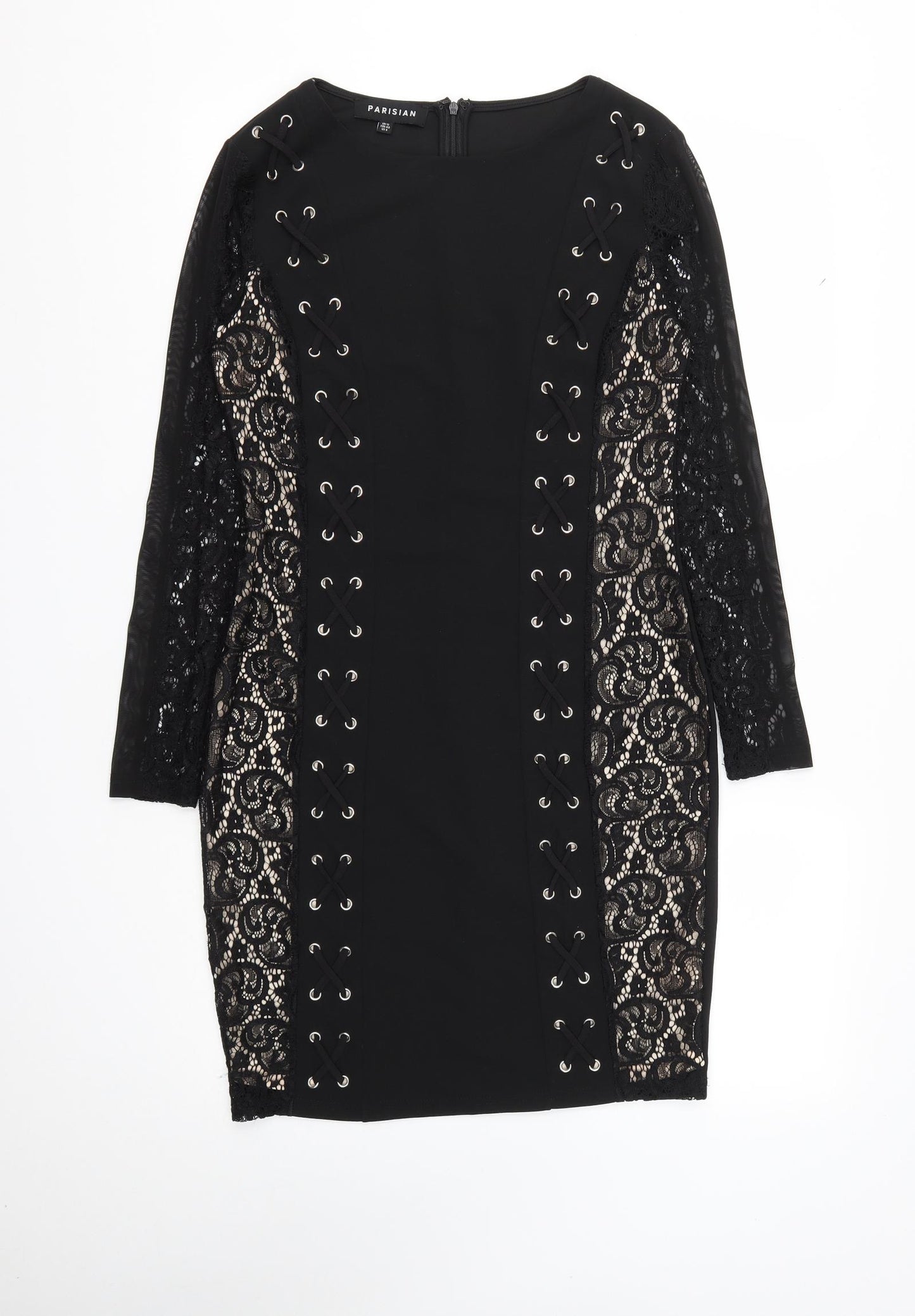 Parisian Womens Black  Polyester A-Line  Size 12  Scoop Neck Zip