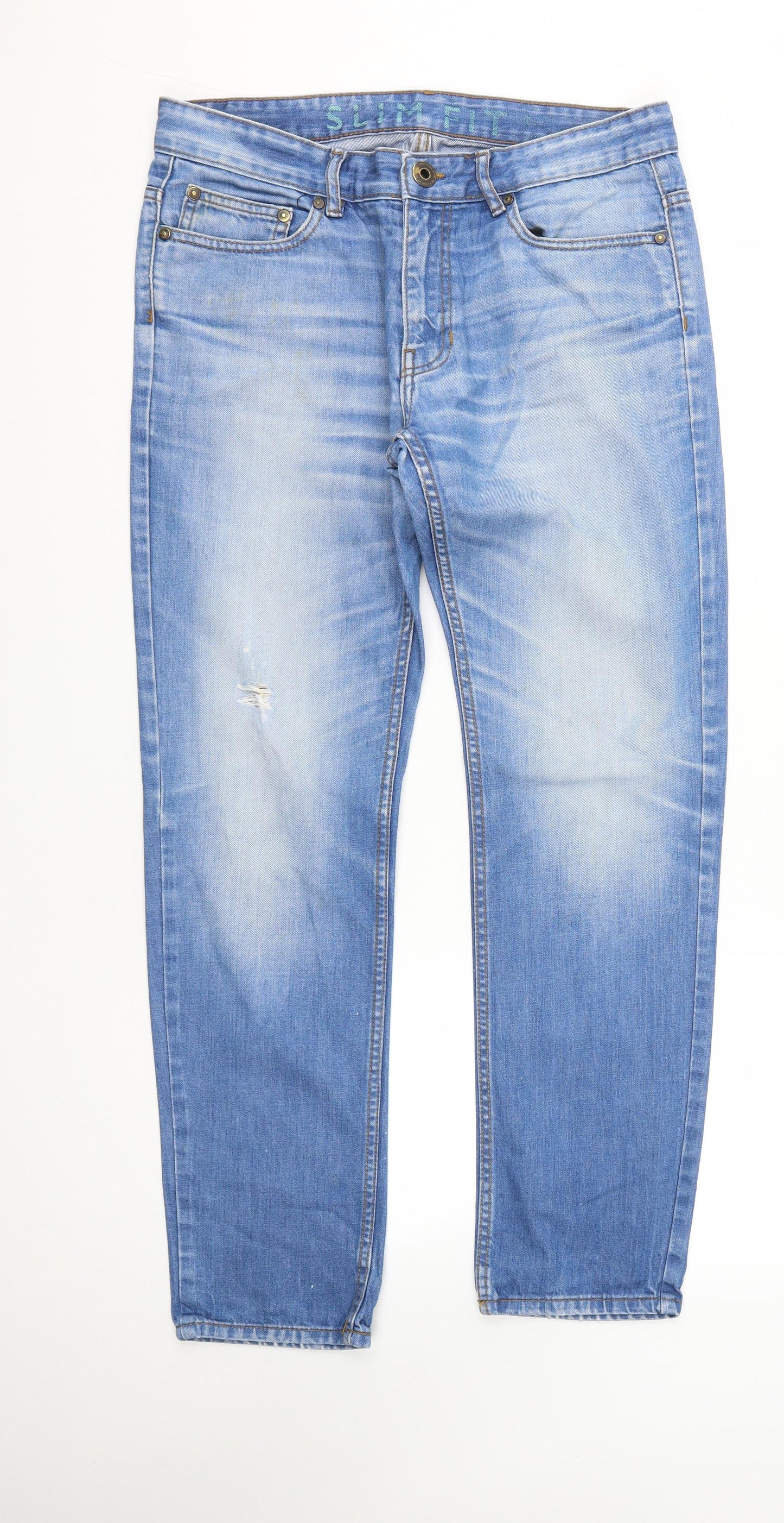 NEXT Mens Blue  Cotton Straight Jeans Size 30 in L29 in Regular Zip