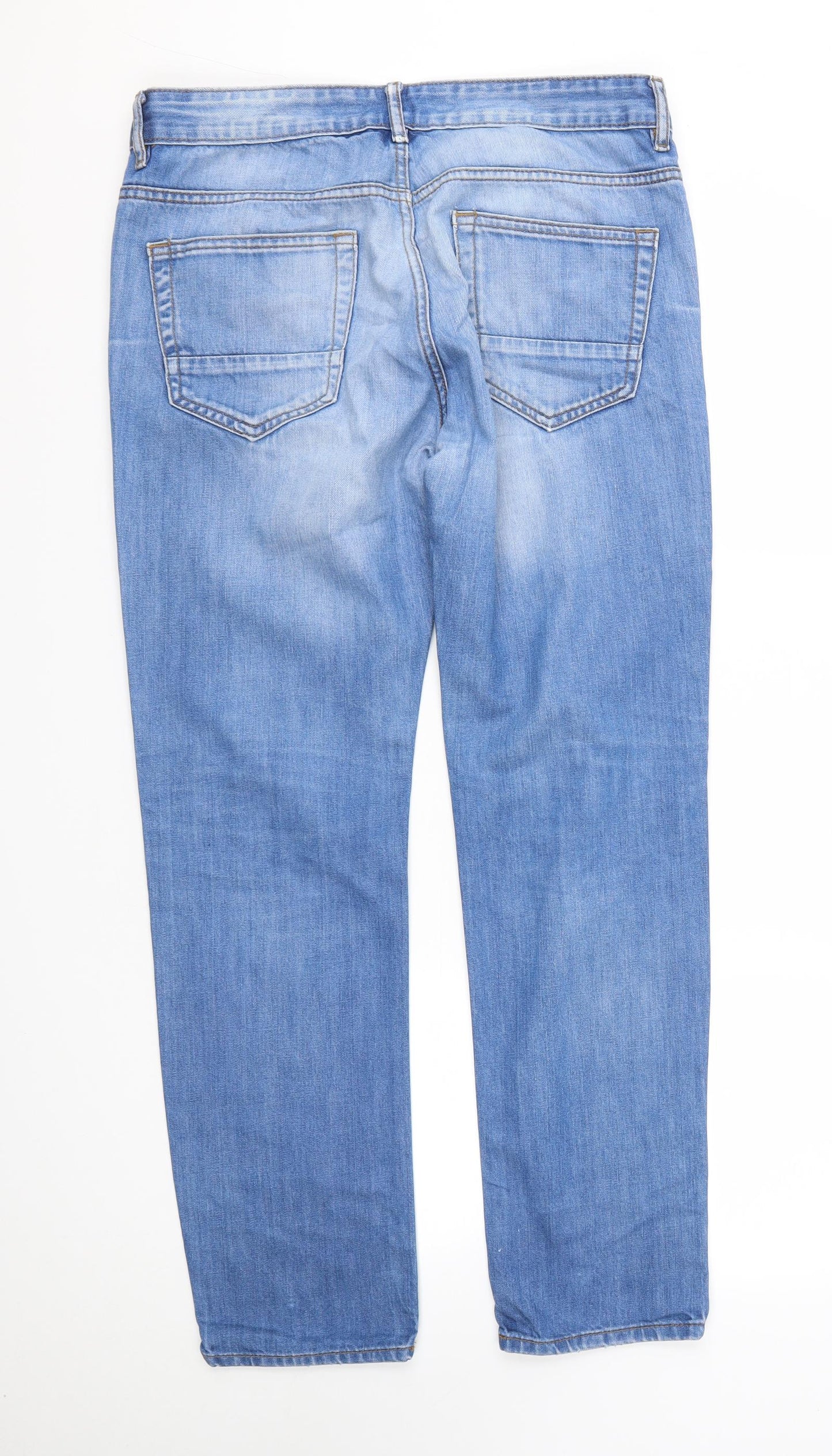 NEXT Mens Blue  Cotton Straight Jeans Size 30 in L29 in Regular Zip