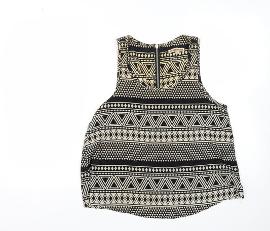 Front view of Glamorous women’s multicoloured geometric polyester camisole blouse, size UK 10, round neck