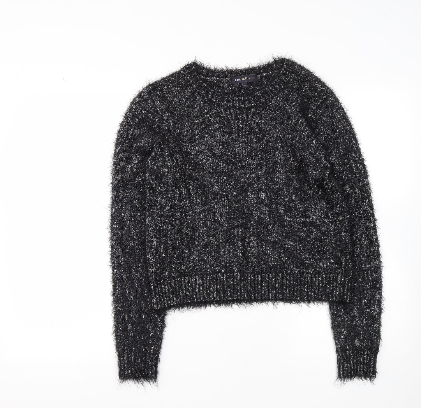 Marks and Spencer Womens Black Round Neck  Polyamide Pullover Jumper Size 10