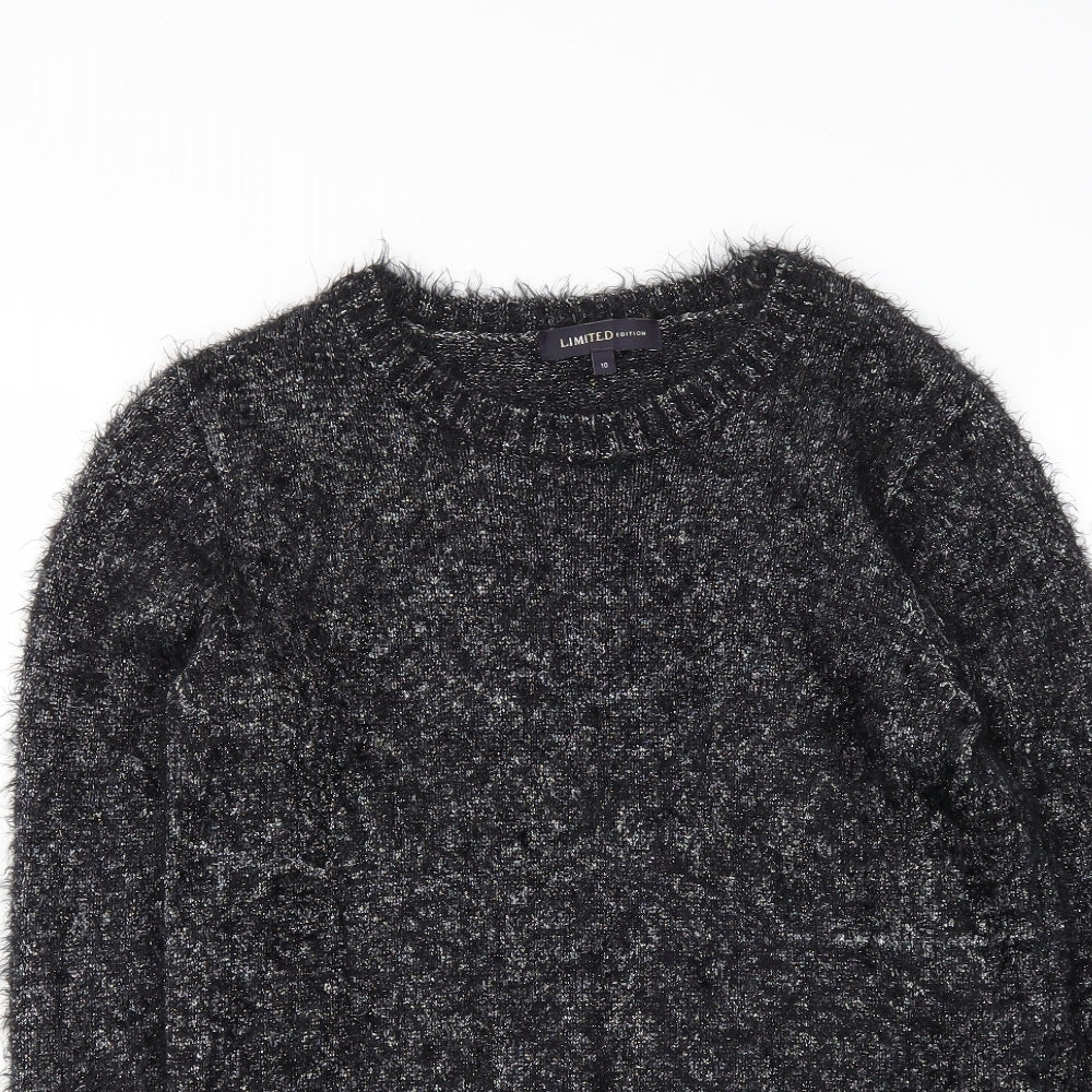 Marks and Spencer Womens Black Round Neck  Polyamide Pullover Jumper Size 10