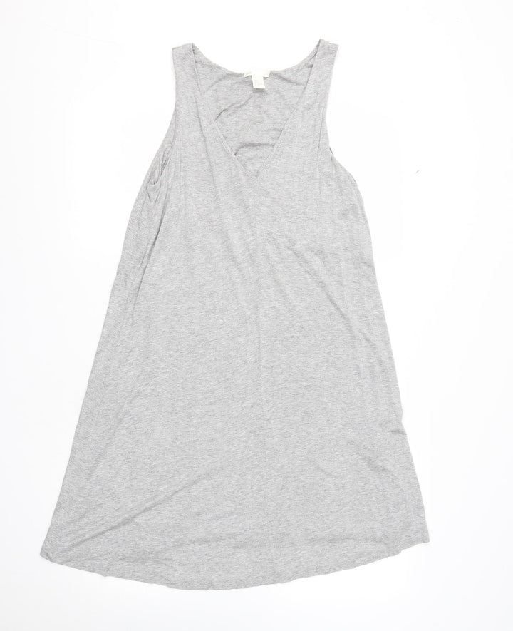 H&M Womens Grey Viscose Basic Tank Size S V-Neck