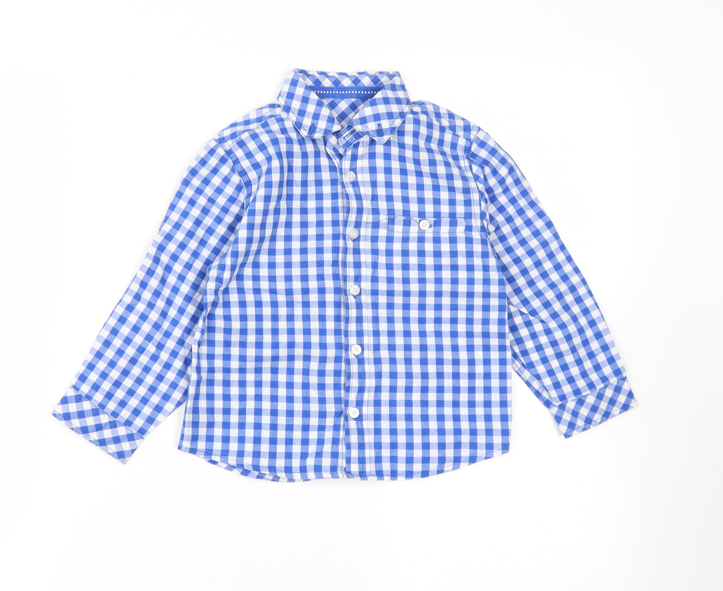 Dunnes Stores Boys Blue Paisley Cotton Basic Button-Up Size 2-3 Years Collared Button
