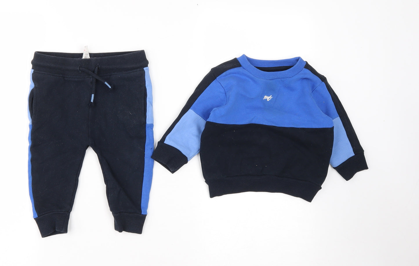 NEXT Boys Blue  Cotton Trousers Set Outfit/Set Size 9-12 Months  Drawstring