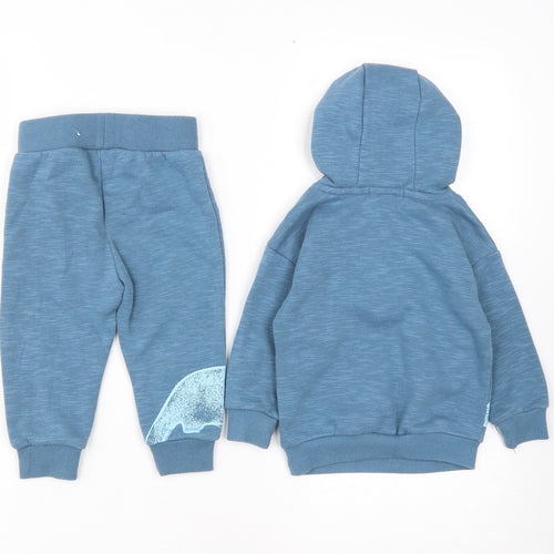 Primark Boys Blue  Cotton Trousers Set Outfit/Set Size 9-12 Months  Zip - Dinosaur Print