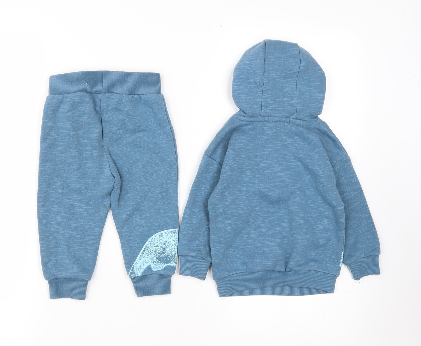 Primark Boys Blue  Cotton Trousers Set Outfit/Set Size 9-12 Months  Zip - Dinosaur Print