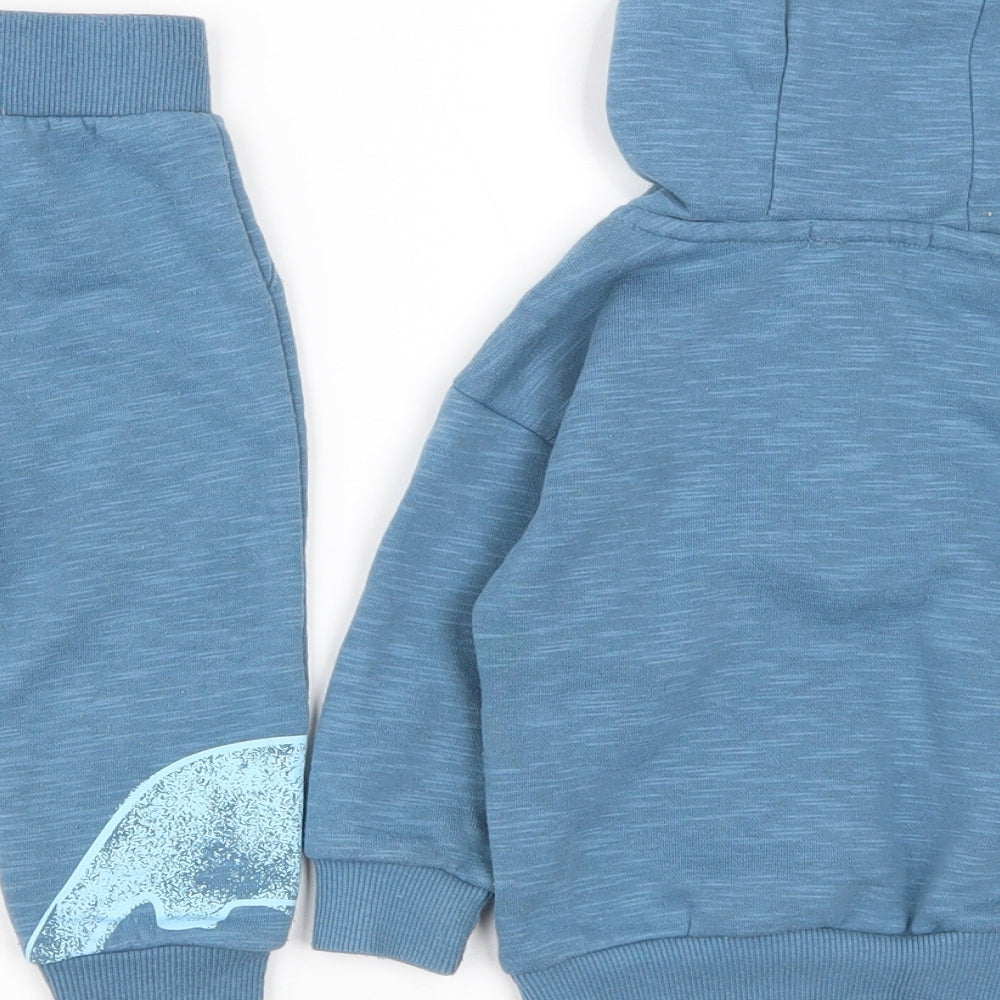 Primark Boys Blue  Cotton Trousers Set Outfit/Set Size 9-12 Months  Zip - Dinosaur Print