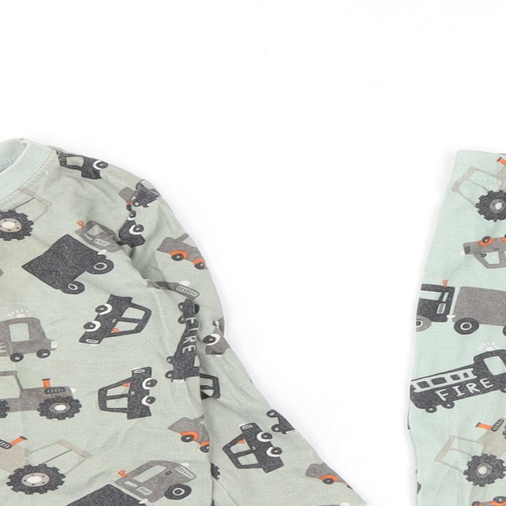 Dunnes Stores Boys Green Solid Cotton Cami Pyjama Set Size 9-12 Months   - Fire Engine Print