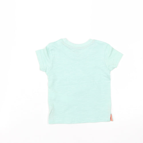 Primark Baby Green  Cotton Basic T-Shirt Size 9-12 Months Round Neck  - Sun Print