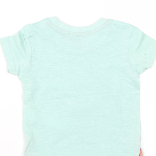 Primark Baby Green  Cotton Basic T-Shirt Size 9-12 Months Round Neck  - Sun Print