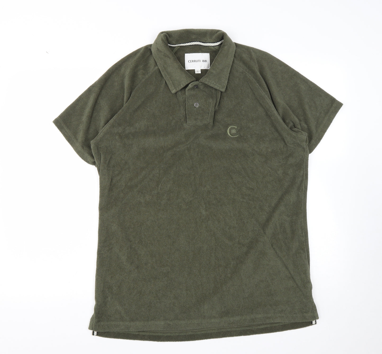 Cerruti 1881 Mens Green  Cotton  Polo Size L Collared Button