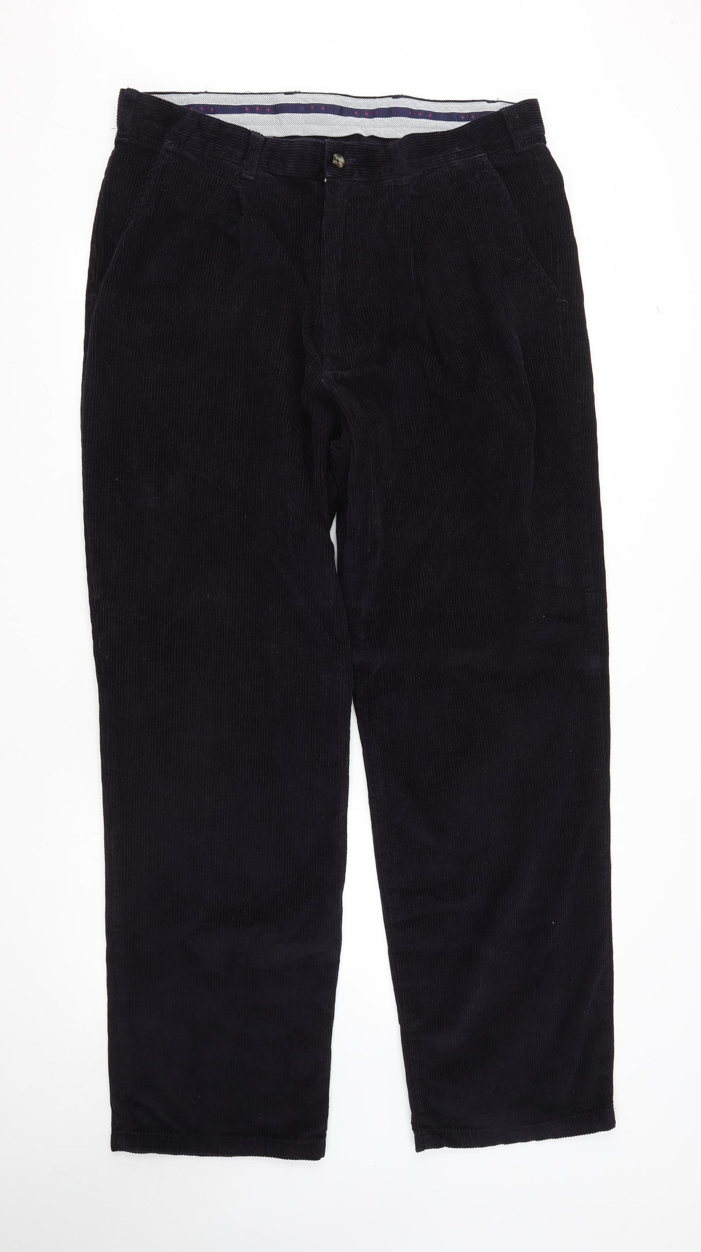 Dunnes Stores Mens Blue  Cotton Trousers  Size 38 in L33 in Regular Zip