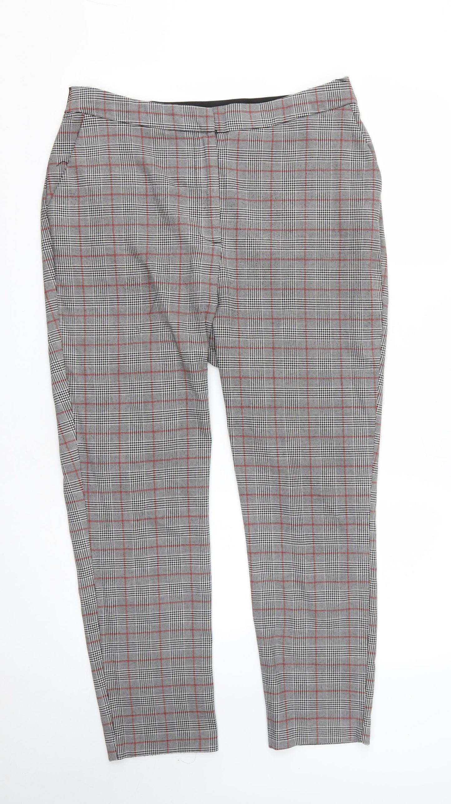 V By Very Womens Green Plaid Polyester Trousers  Size 14 L27 in Regular Zip