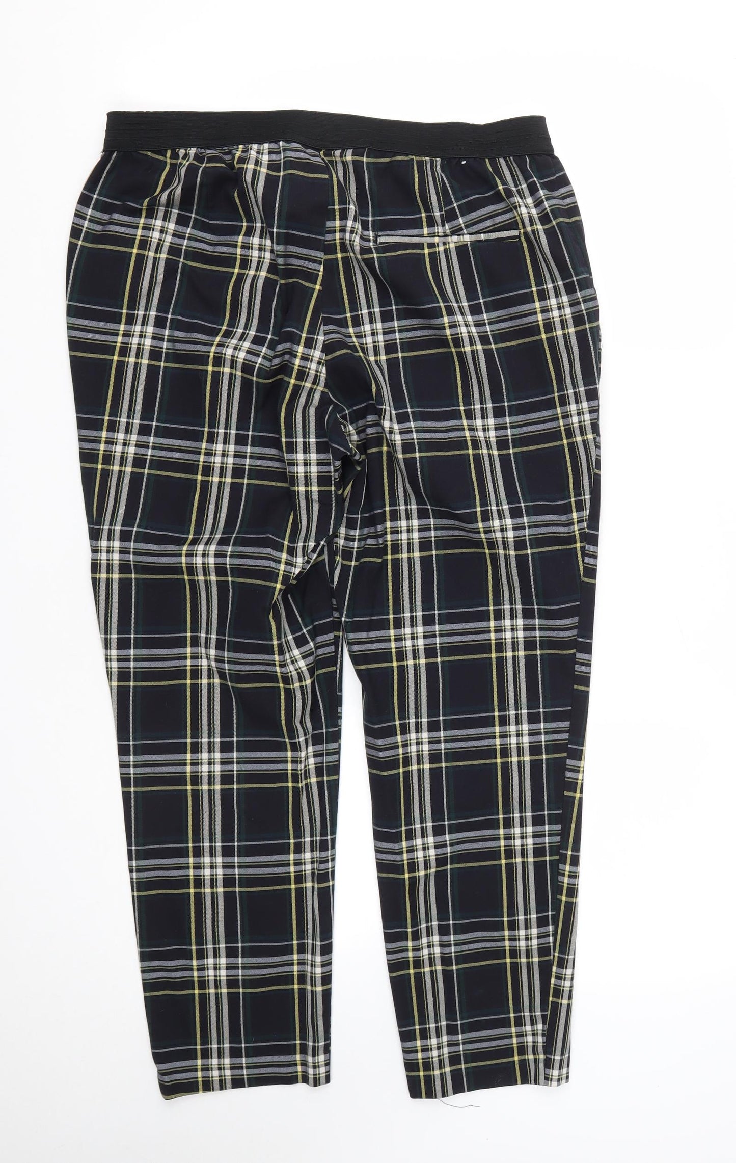 H&M Womens Blue Plaid Polyester Trousers  Size 16 L25 in Regular Zip