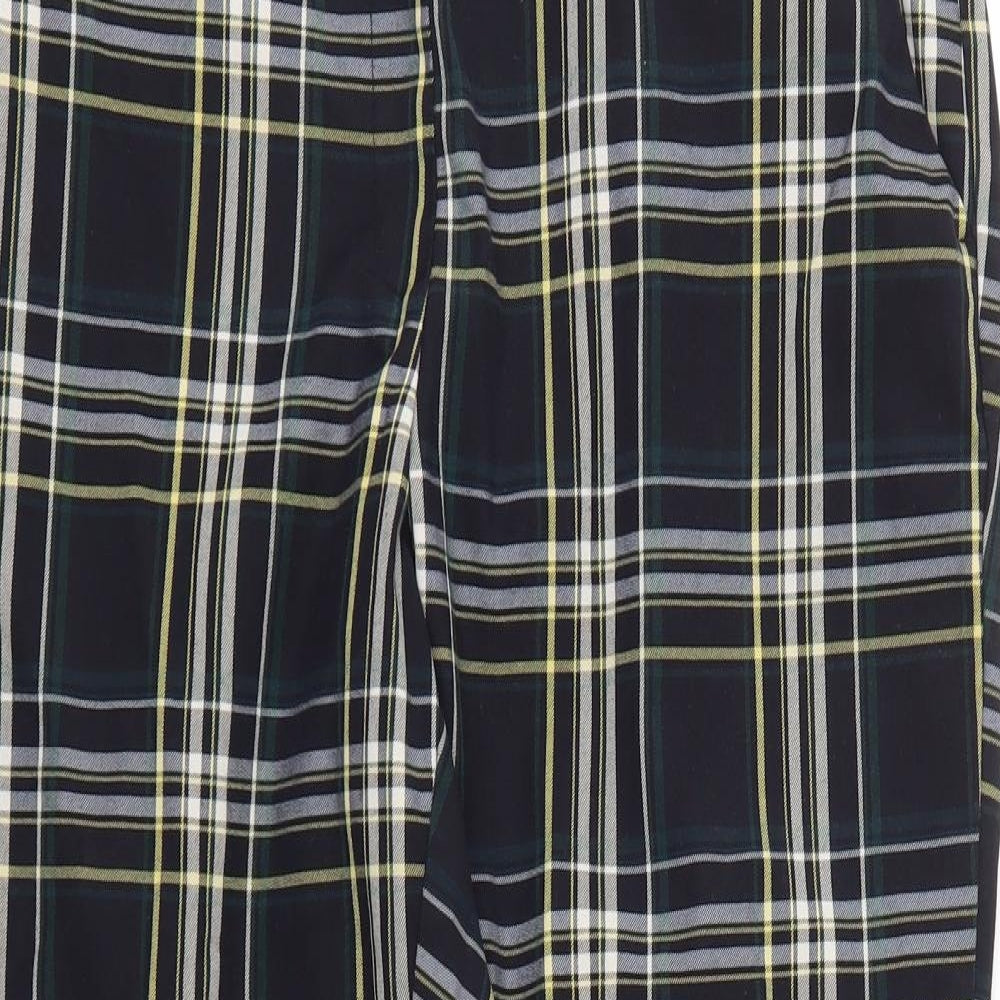 H&M Womens Blue Plaid Polyester Trousers  Size 16 L25 in Regular Zip