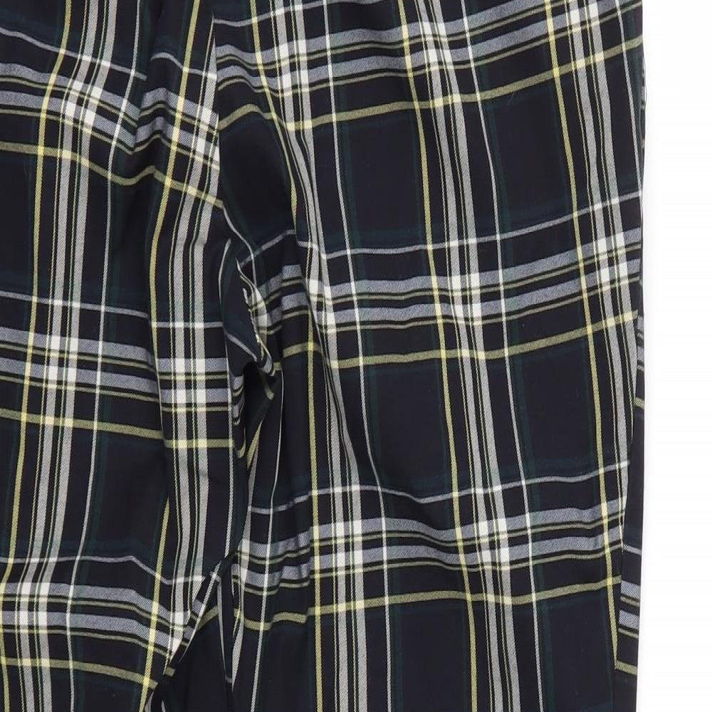 H&M Womens Blue Plaid Polyester Trousers  Size 16 L25 in Regular Zip