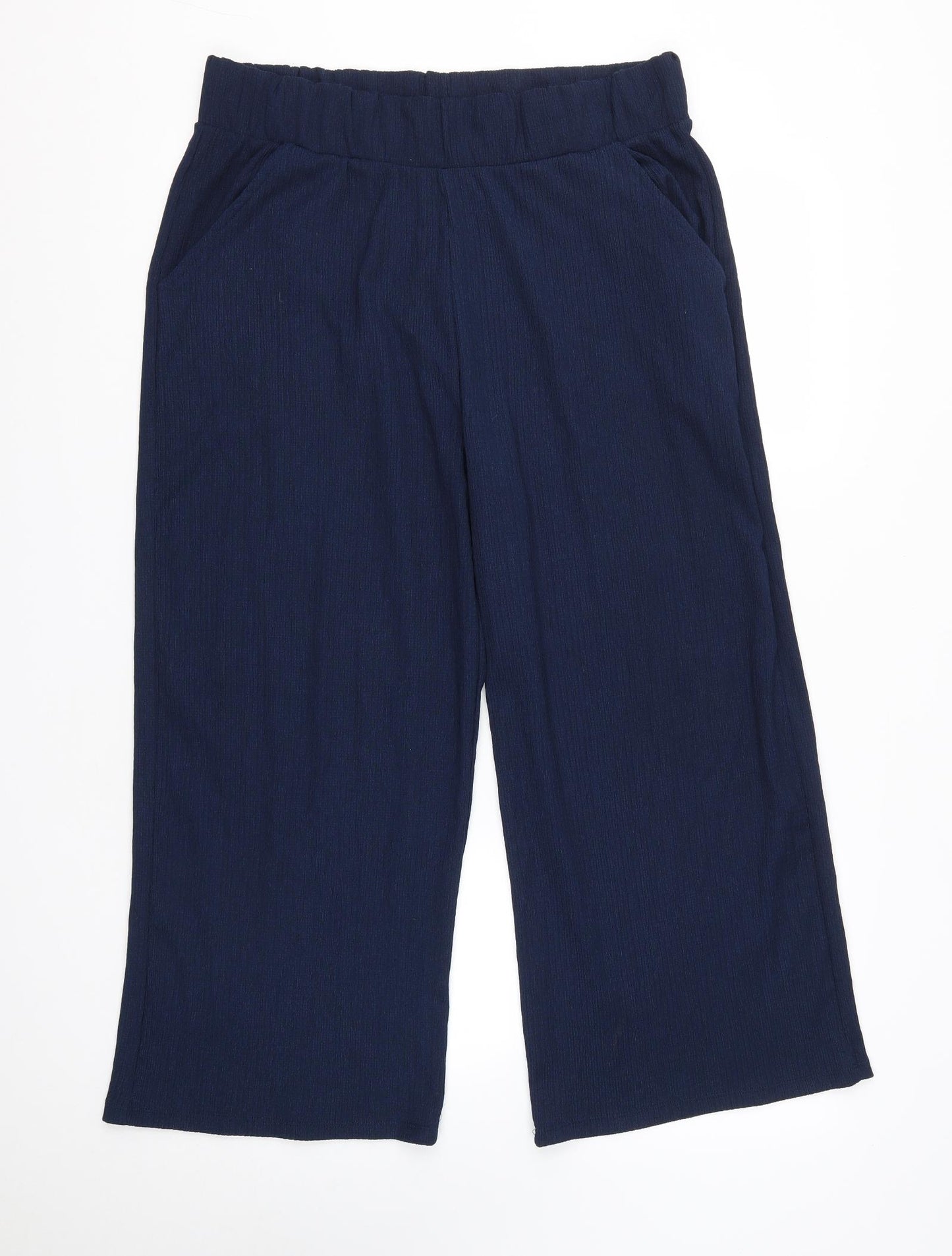 Matalan Womens Blue  Polyester Cropped Trousers Size 14 L24 in Regular