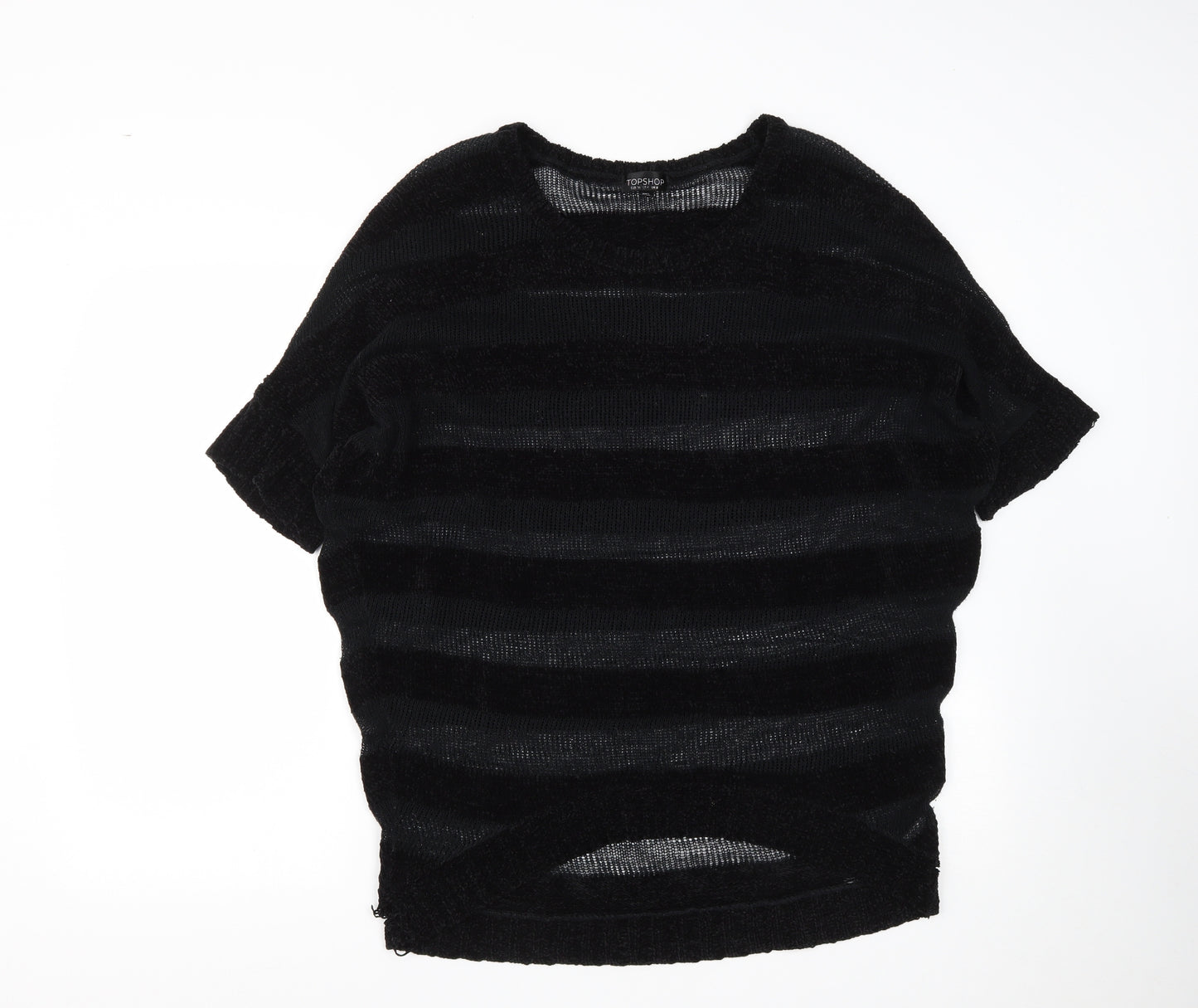 Topshop Womens Black Round Neck  Cotton Pullover Jumper Size 8
