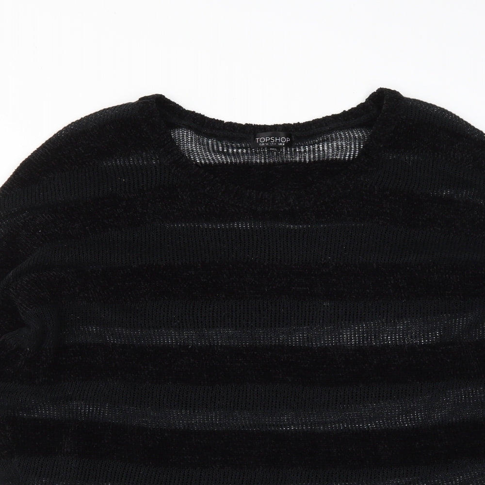 Topshop Womens Black Round Neck  Cotton Pullover Jumper Size 8