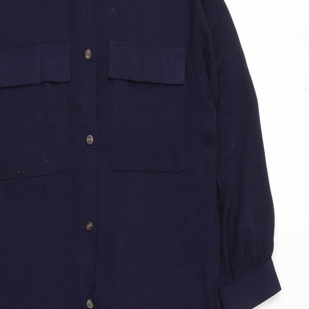 Primark Womens Blue  Polyester Shirt Dress  Size 12  Collared Button