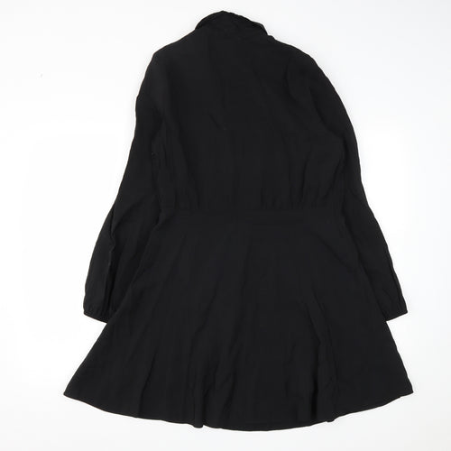 Primark Womens Black  Modal Shirt Dress  Size 12  Collared Zip
