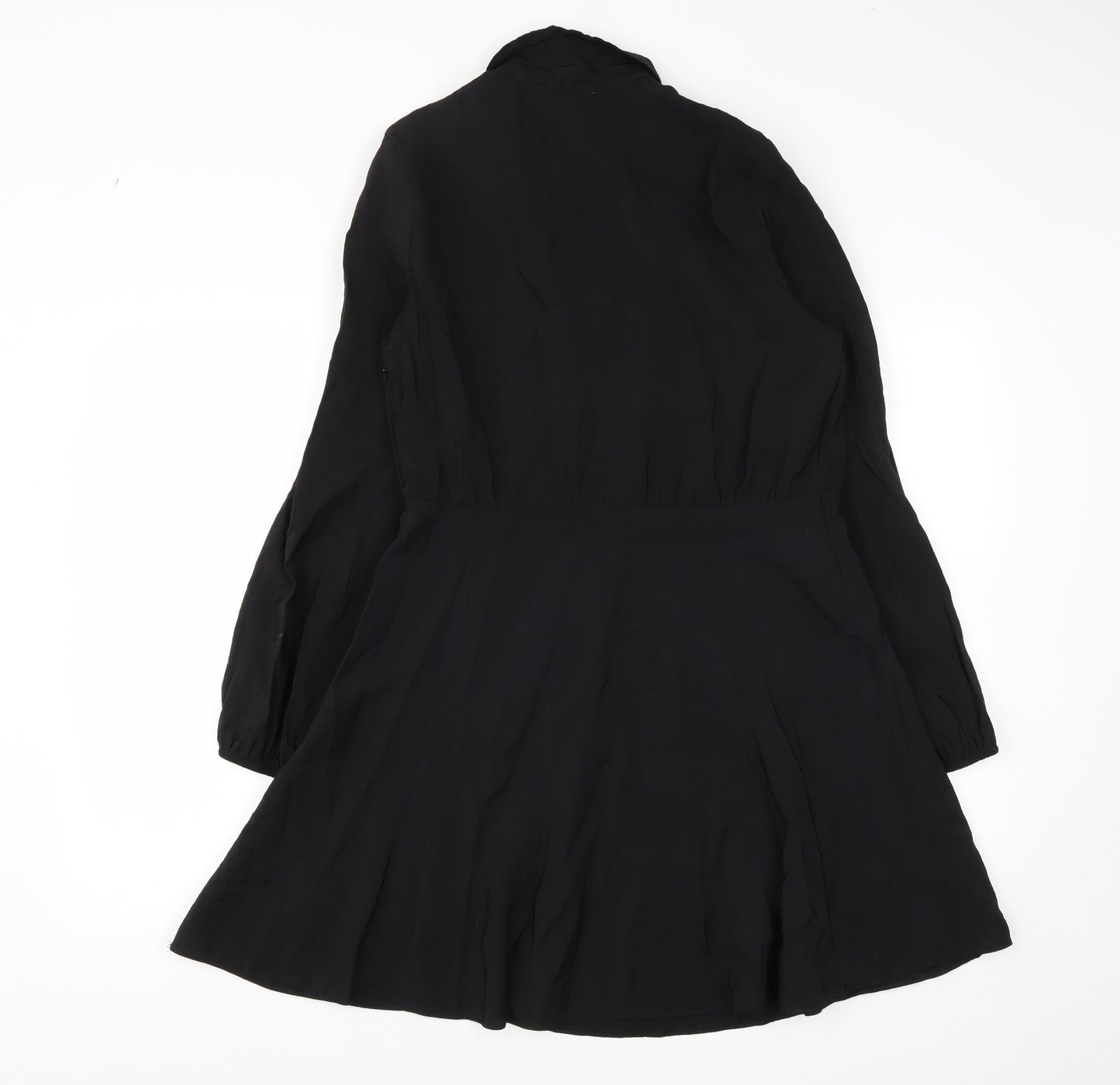 Primark Womens Black  Modal Shirt Dress  Size 12  Collared Zip