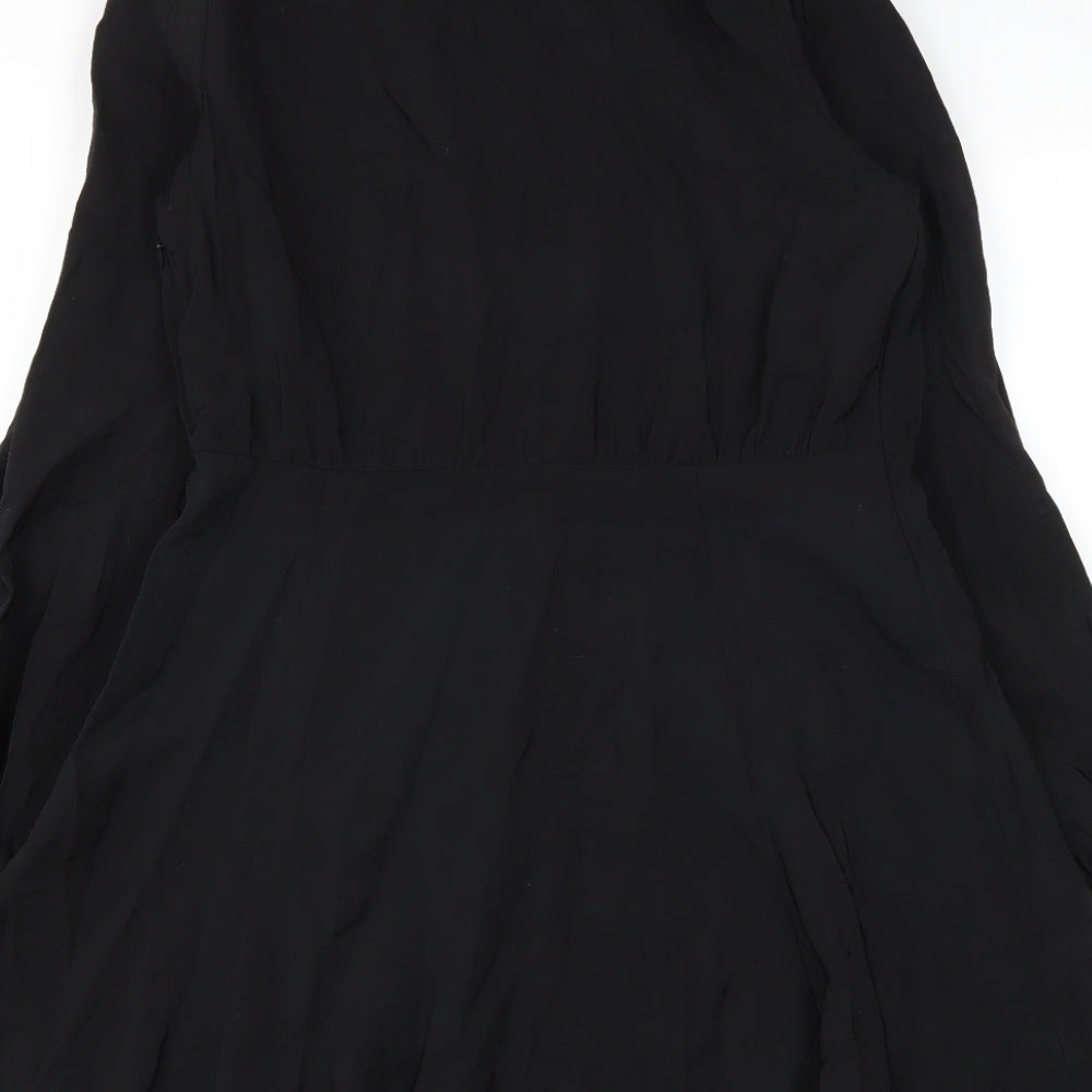 Primark Womens Black  Modal Shirt Dress  Size 12  Collared Zip