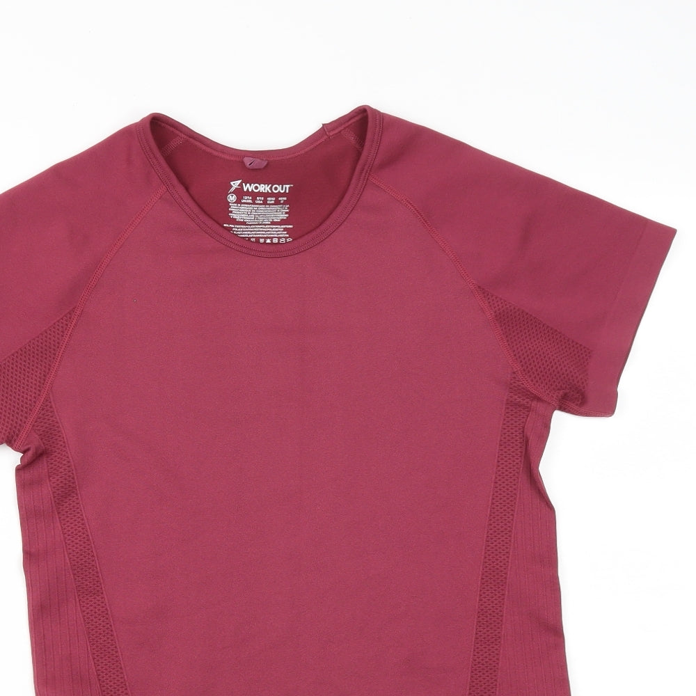 Primark Womens Red  Polyester Basic T-Shirt Size M Round Neck  - size 12-14