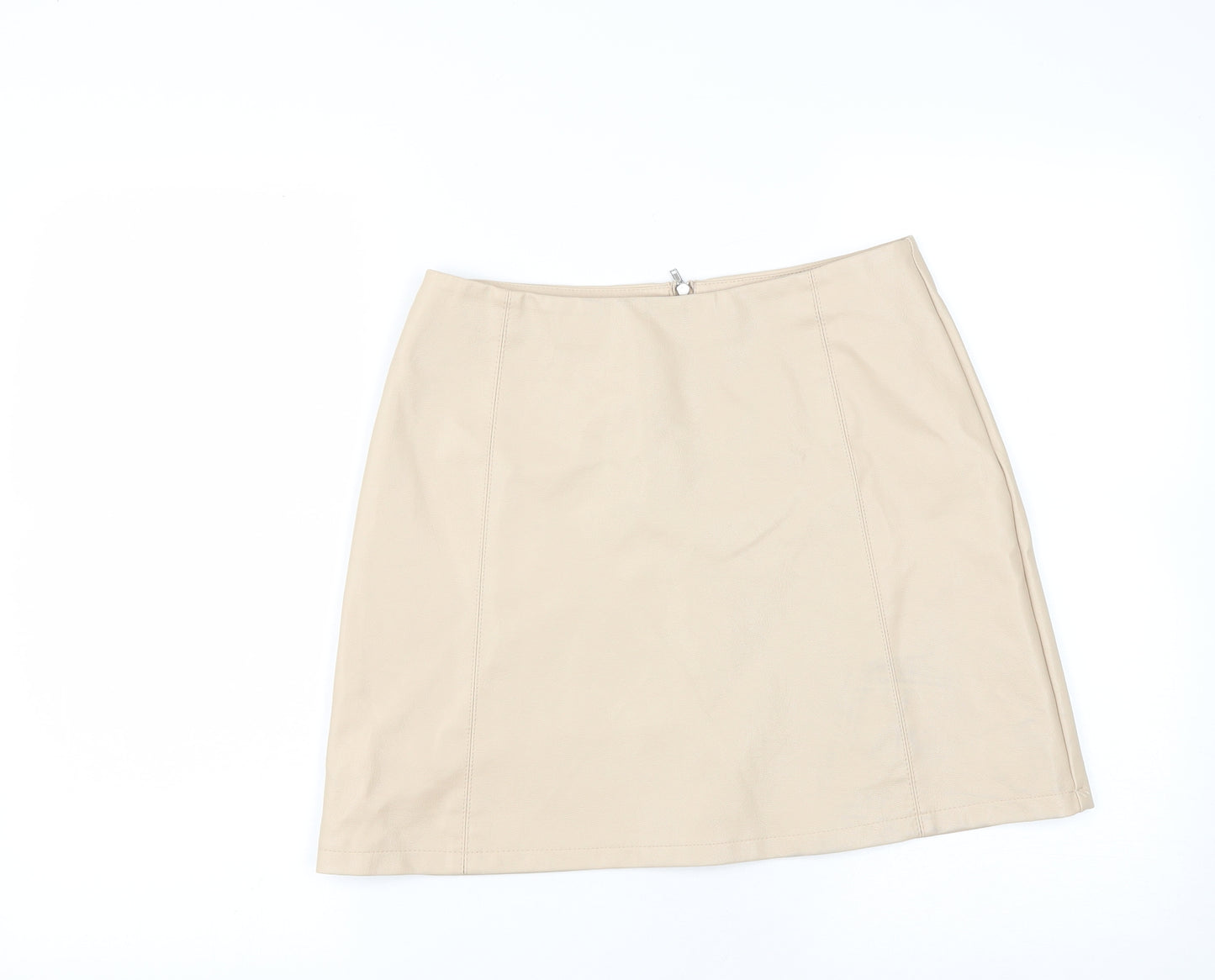 Primark Womens Beige  Polyester Mini Skirt Size 12   Zip