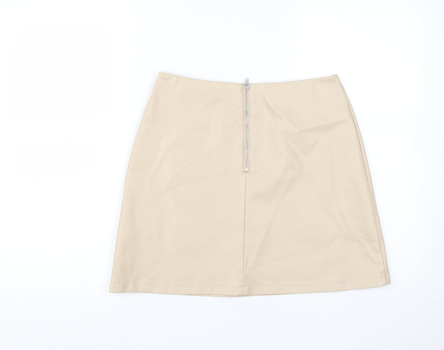 Primark Womens Beige  Polyester Mini Skirt Size 12   Zip