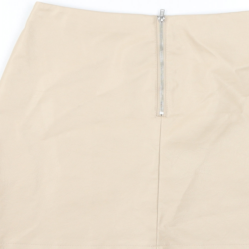 Primark Womens Beige  Polyester Mini Skirt Size 12   Zip