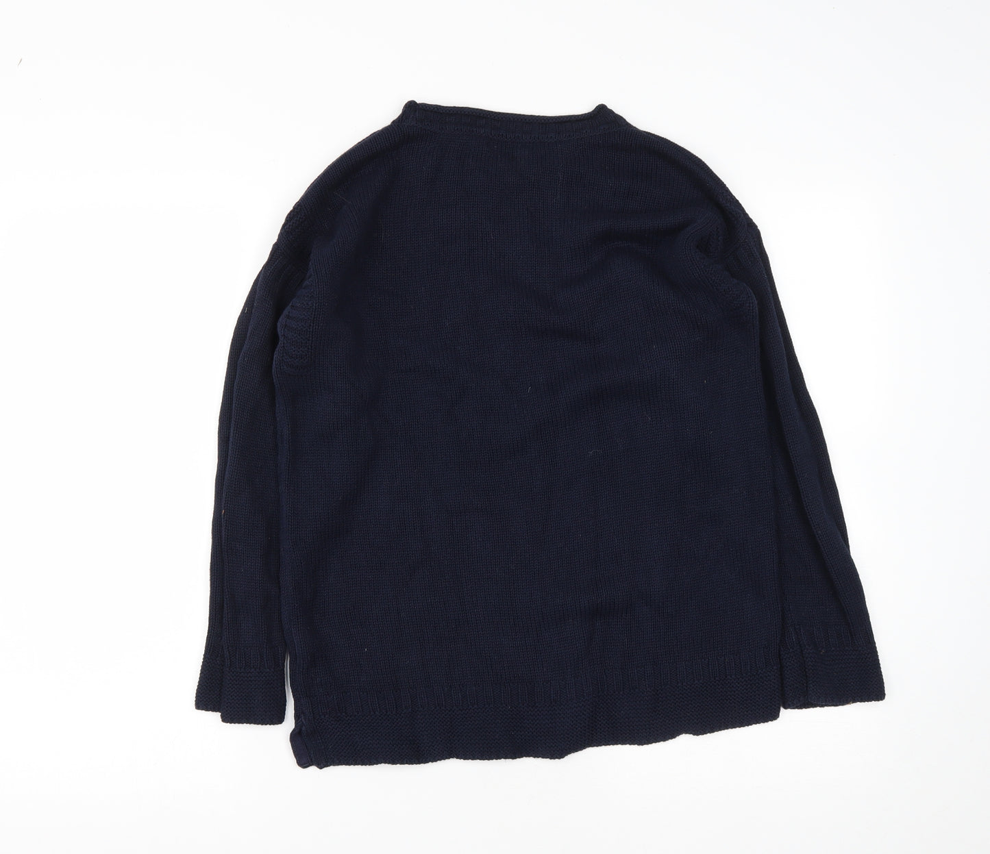 Marks and Spencer Womens Blue Round Neck  Cotton Pullover Jumper Size 10