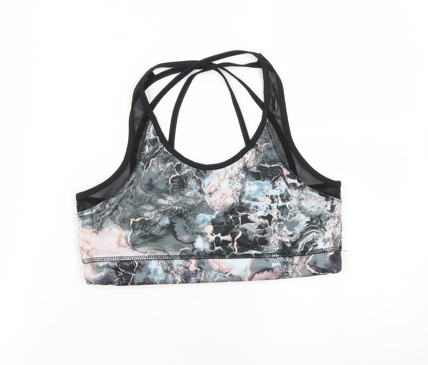 Primark Womens Black Geometric Polyester Cropped Tank Size M Round Neck  - Size 10-12