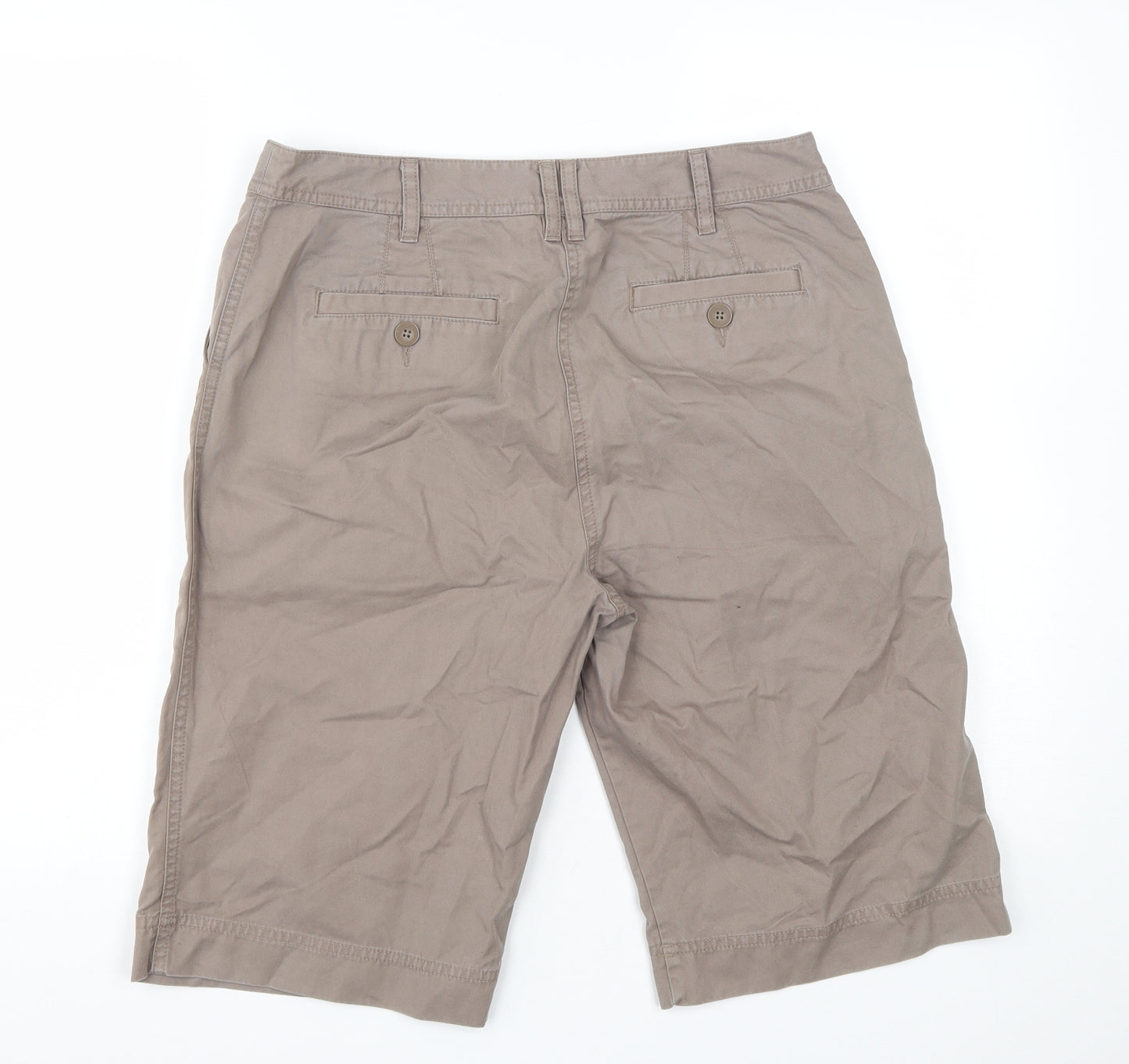Marks and Spencer Womens Beige  Cotton Bermuda Shorts Size 12 L13 in Regular Zip
