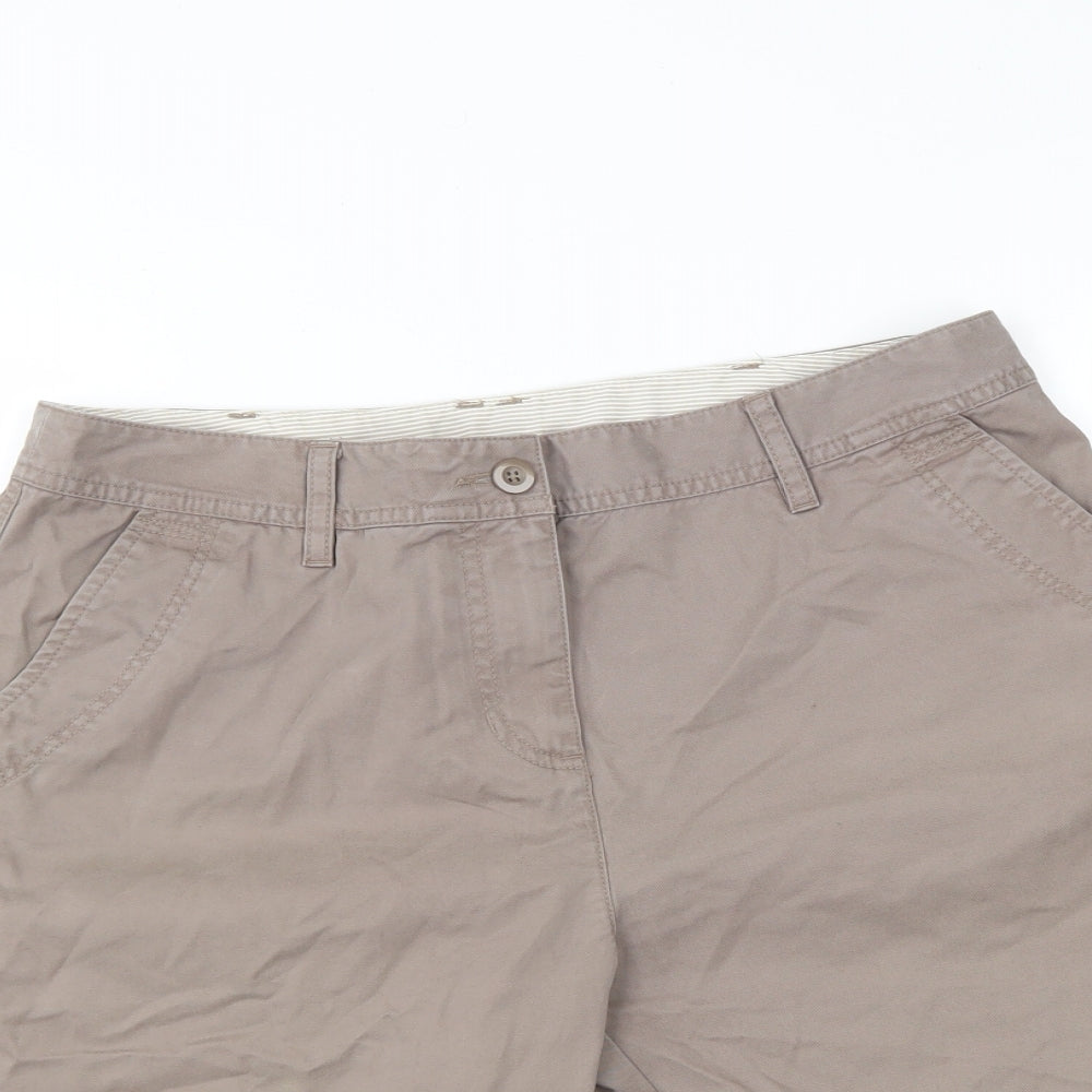 Marks and Spencer Womens Beige  Cotton Bermuda Shorts Size 12 L13 in Regular Zip
