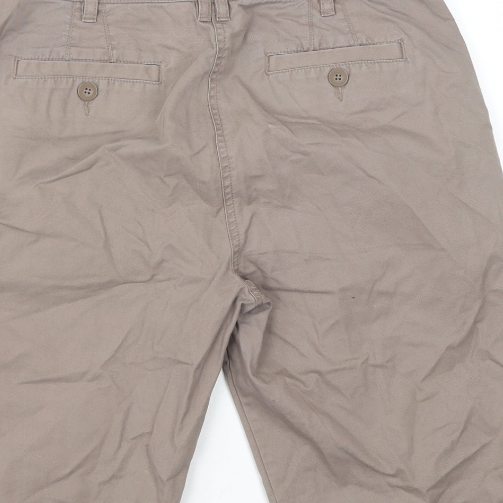 Marks and Spencer Womens Beige  Cotton Bermuda Shorts Size 12 L13 in Regular Zip