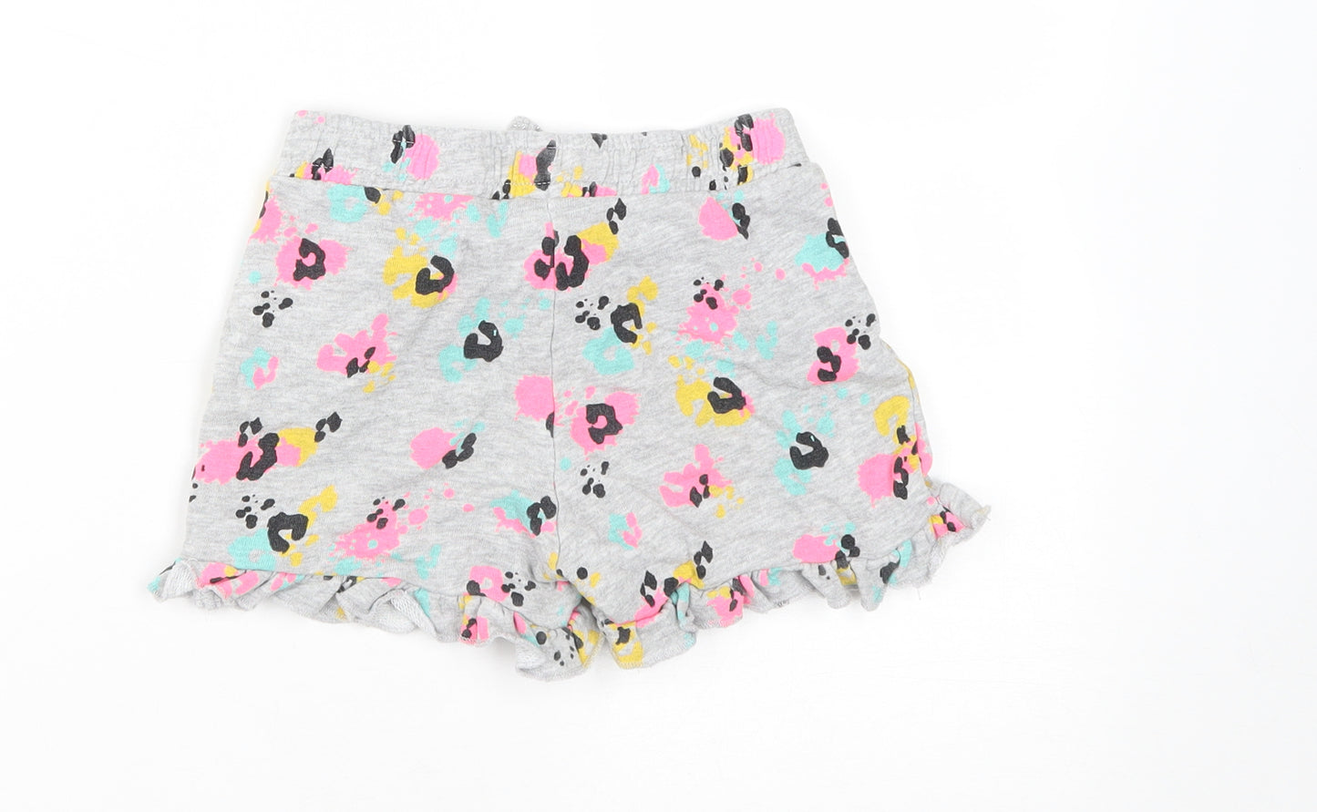 Matalan Girls Green Geometric Cotton Sweat Shorts Size 6 Years  Regular Drawstring