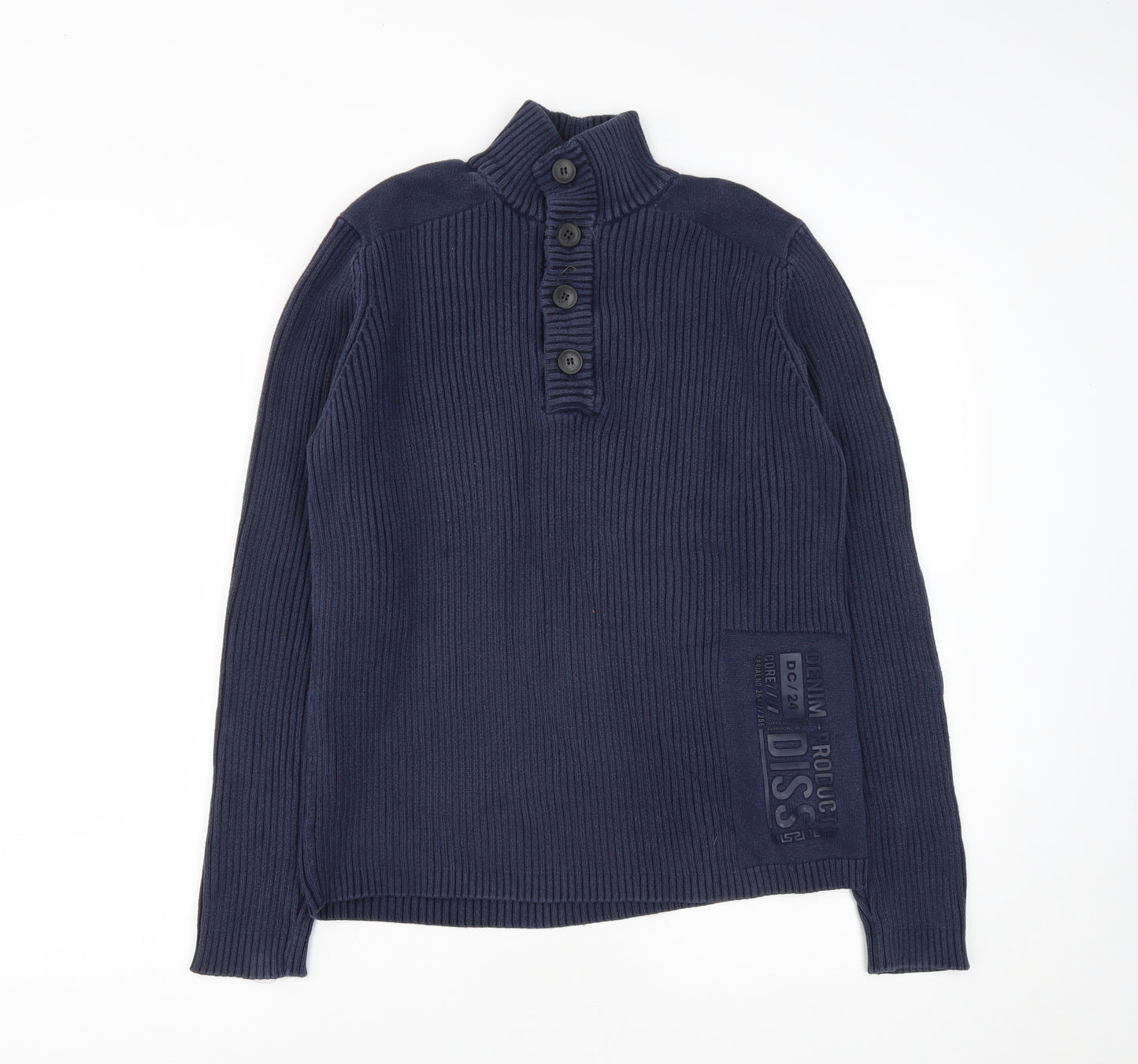 Dissident Mens Blue  Cotton Henley Sweatshirt