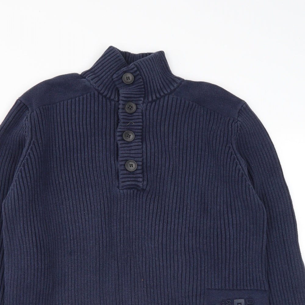 Dissident Mens Blue  Cotton Henley Sweatshirt
