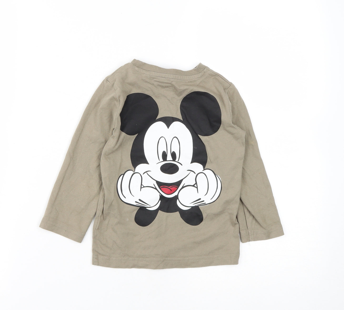 NEXT Boys Brown  Cotton Basic Casual Size 2 Years Round Neck  - Mickey Mouse