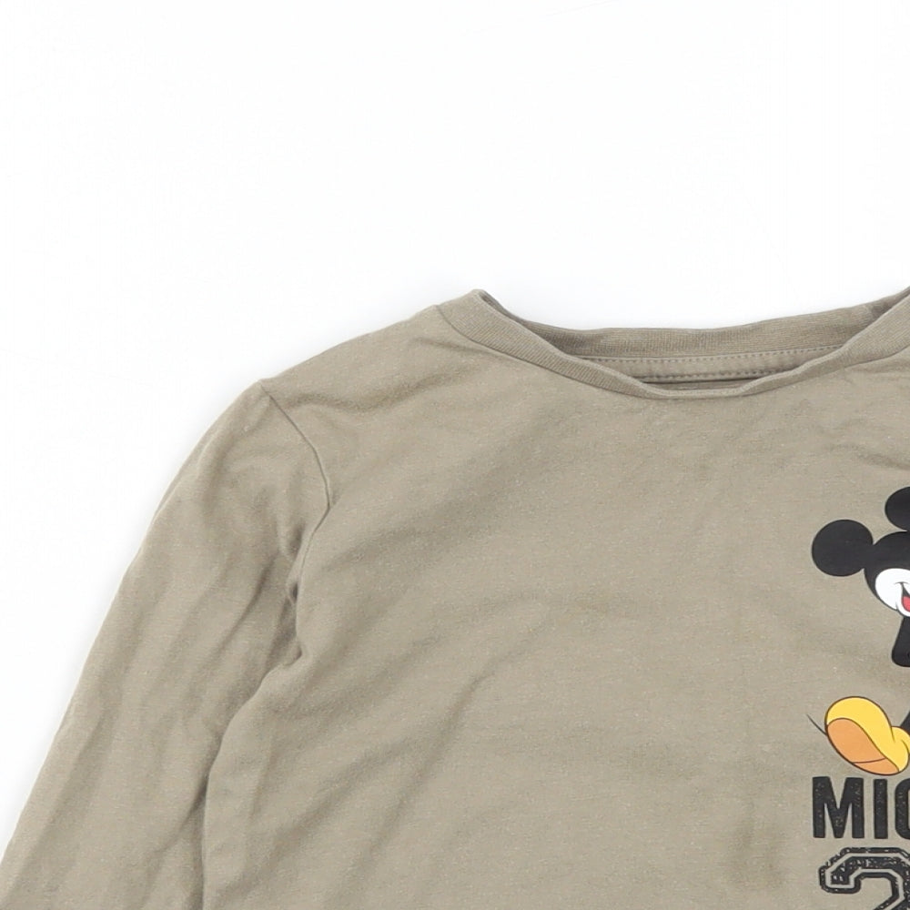 NEXT Boys Brown  Cotton Basic Casual Size 2 Years Round Neck  - Mickey Mouse