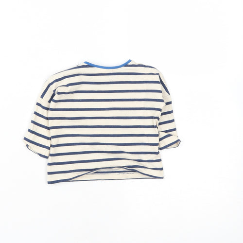 NEXT Boys Beige Striped Cotton Basic Casual Size 0-3 Months Round Neck Snap - Best Friends