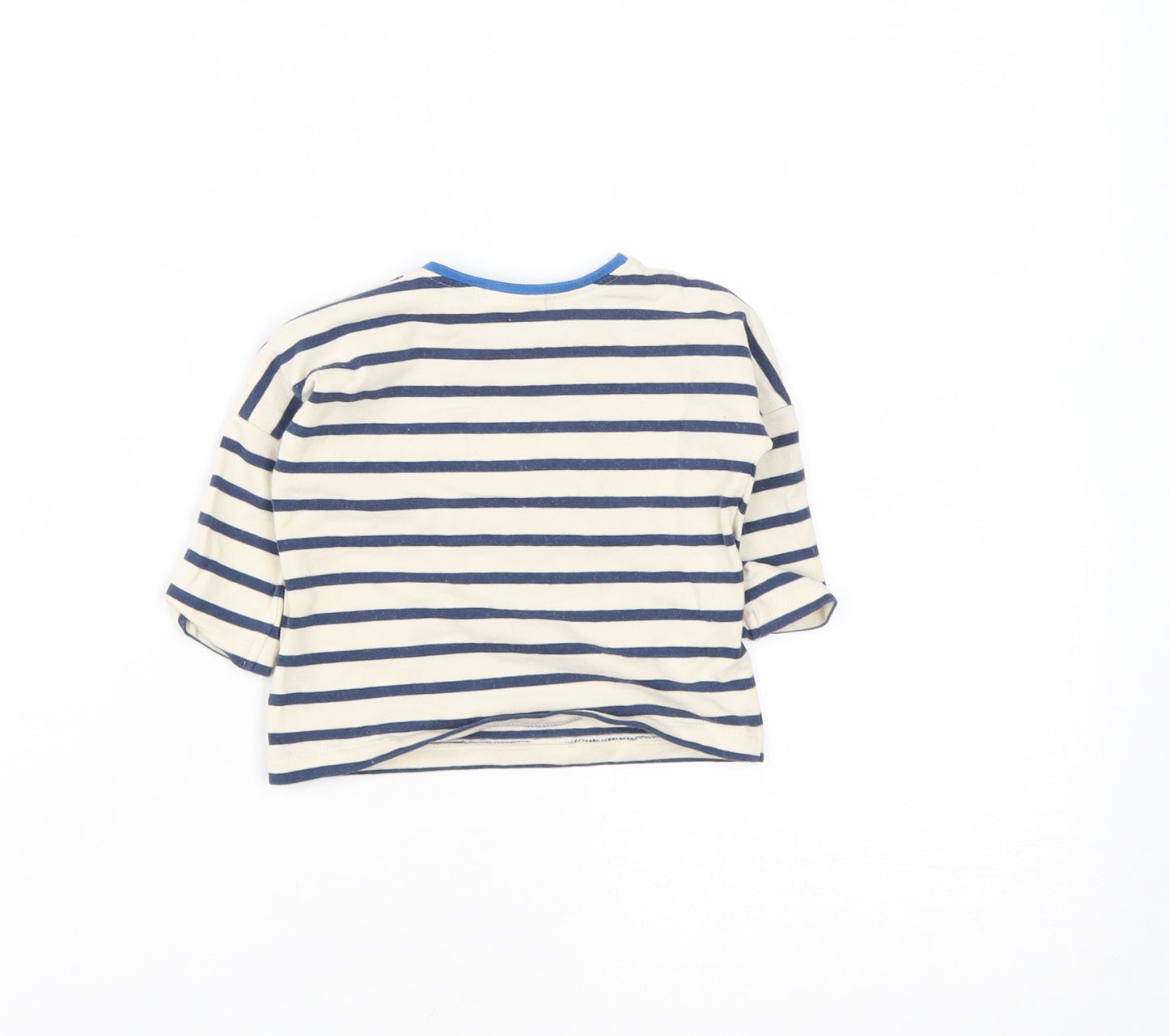 NEXT Boys Beige Striped Cotton Basic Casual Size 0-3 Months Round Neck Snap - Best Friends