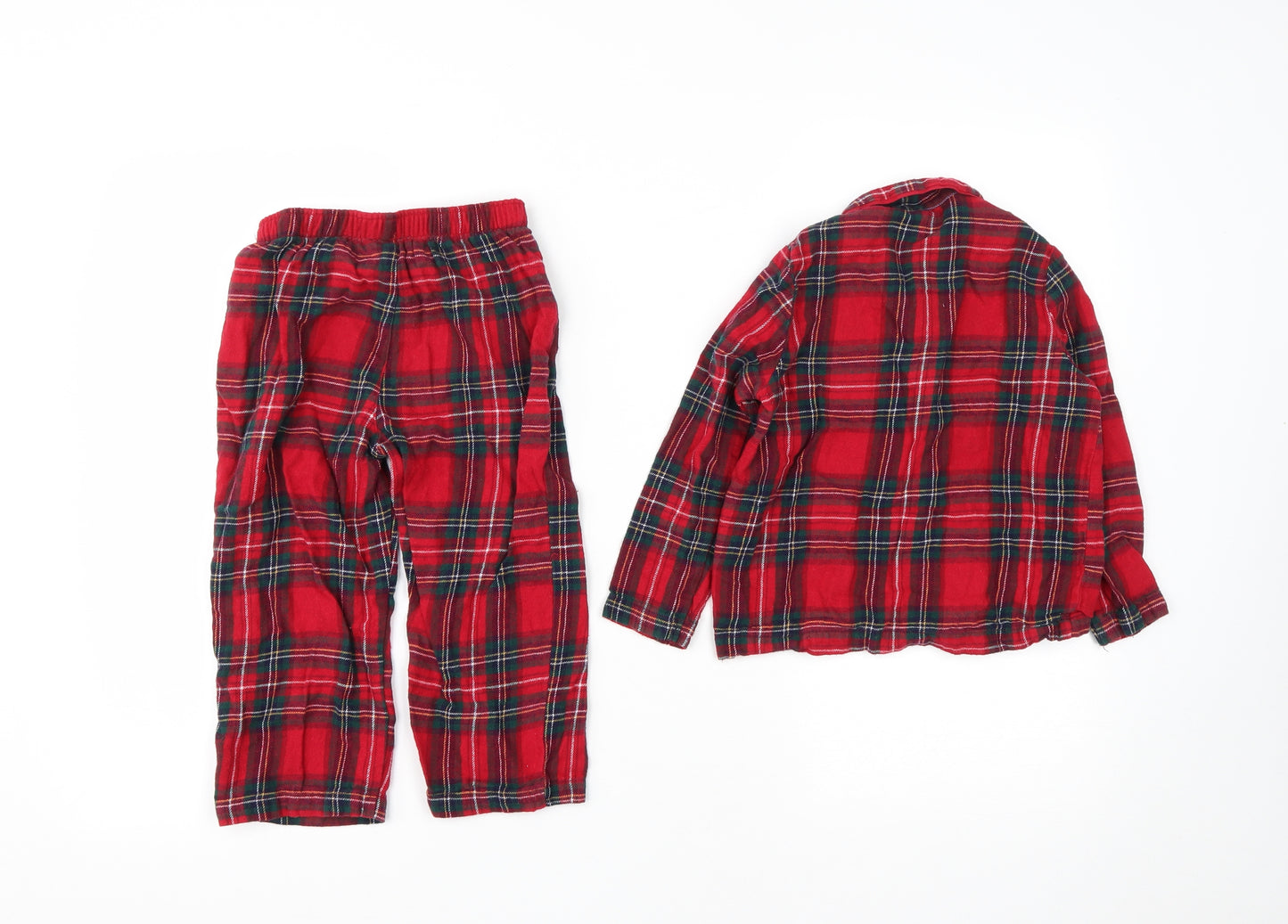 George Boys Red Plaid Cotton  Pyjama Set Size 3-4 Years  Button