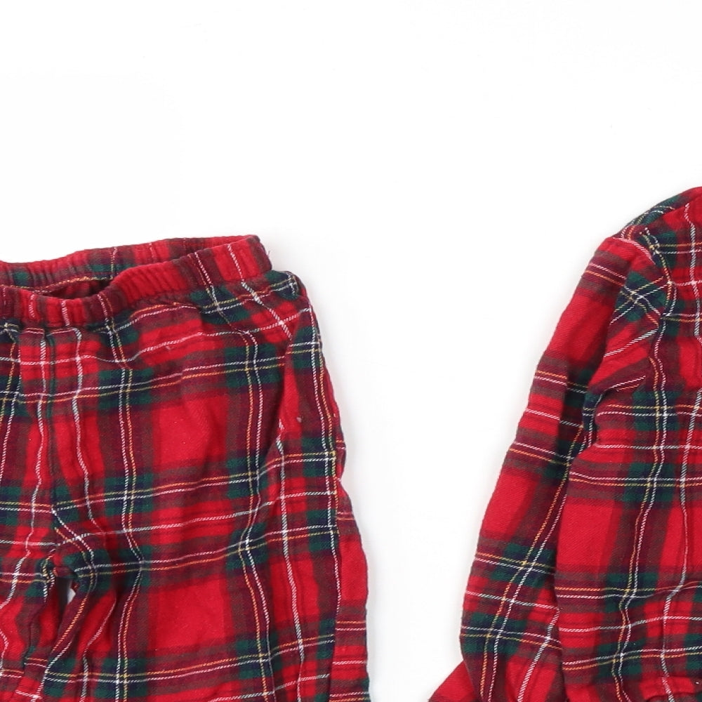 George Boys Red Plaid Cotton  Pyjama Set Size 3-4 Years  Button