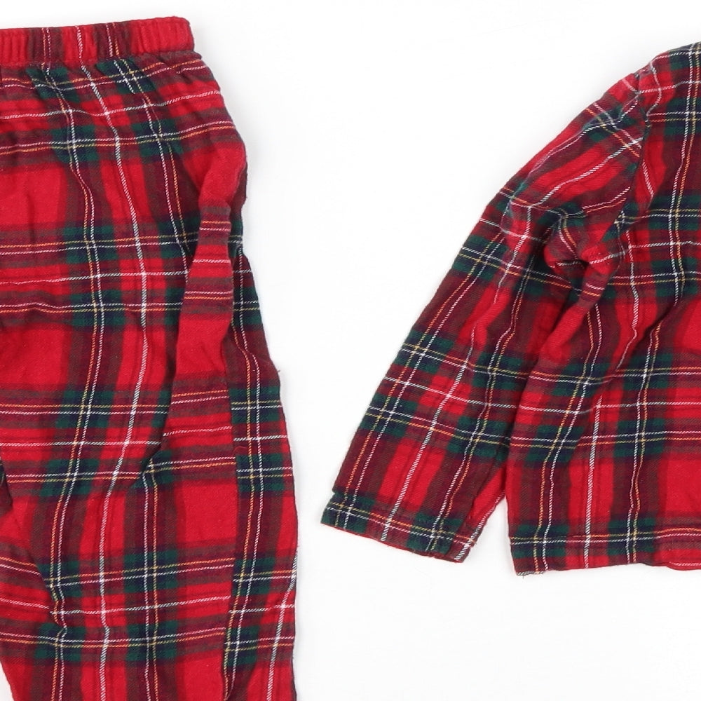 George Boys Red Plaid Cotton  Pyjama Set Size 3-4 Years  Button
